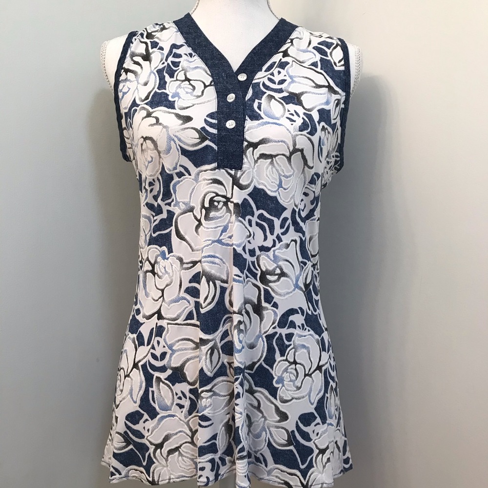 Joseph Ribkoff Blue Floral Tank Top